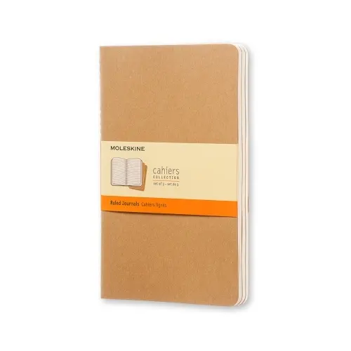 Notesbog Moleskine l cahiers kraft 3 stk m/80 blanke ark