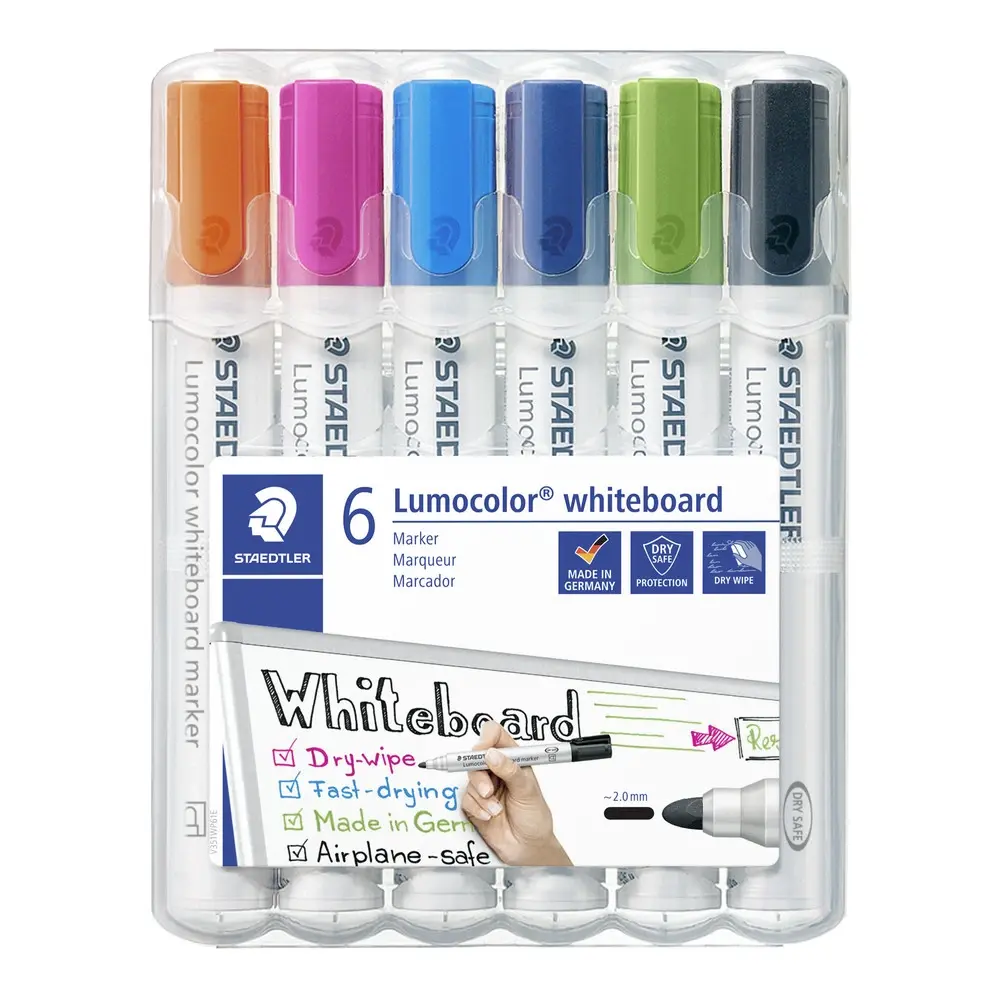 Whiteboardmarker sæt Staedtler lumocolor 6 ass farver 2 mm