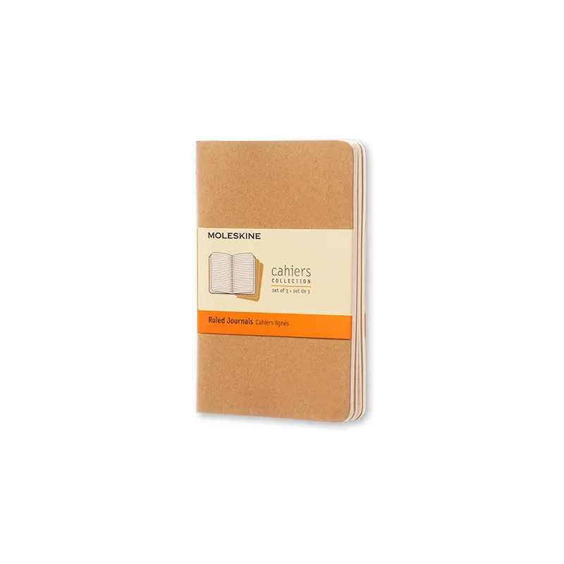 Notesbog Moleskine pocket cahiers kraft 3 stk m/64 linjerede