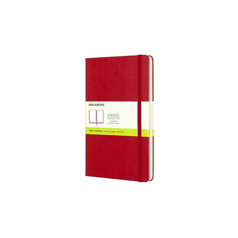 Notesbog Moleskine large rød m/240 blanke ark hard cover