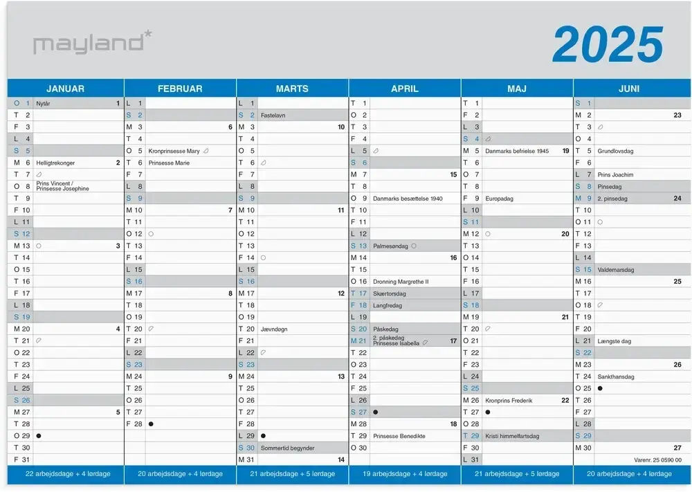 Mayland Kontorkalender 2025 klassisk A4