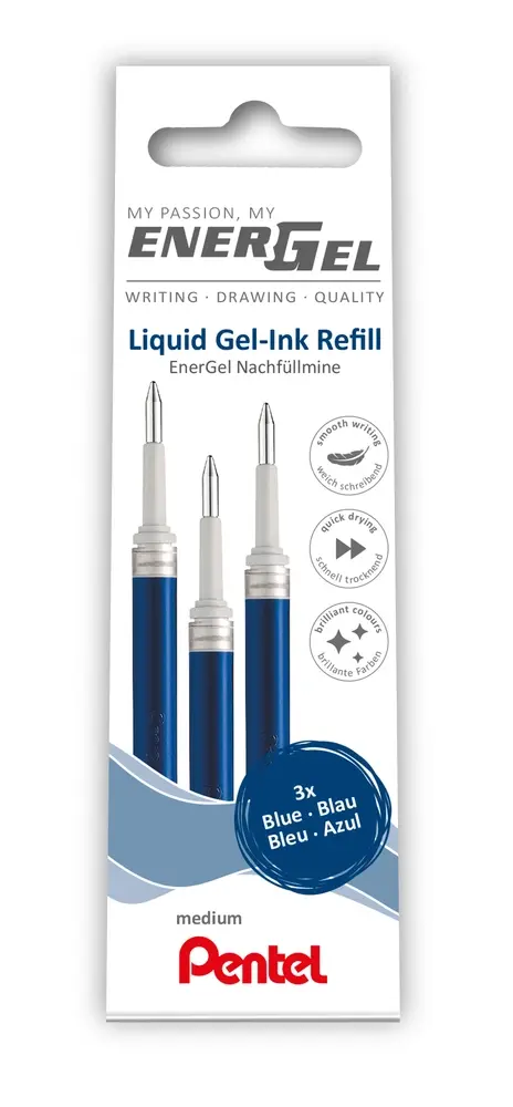 Refill Pentel 3 stk Energel 0,7mm sort