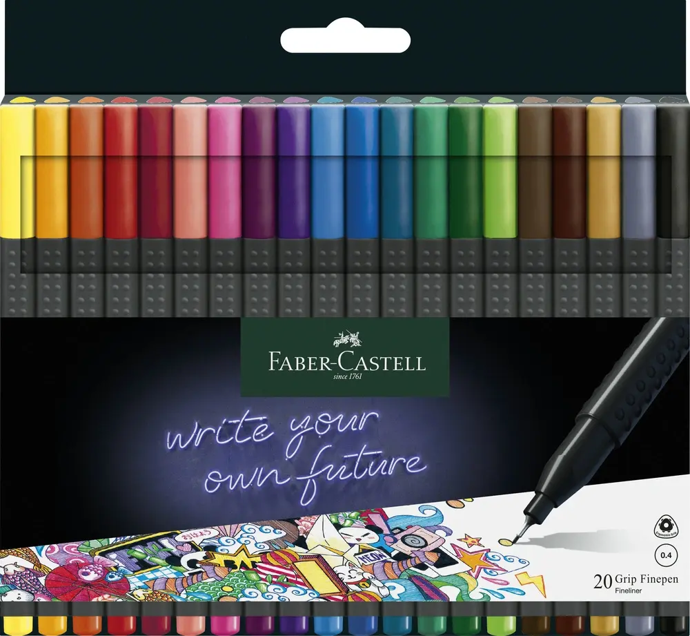 Fineliner Faber-Castell grip 20 stk.