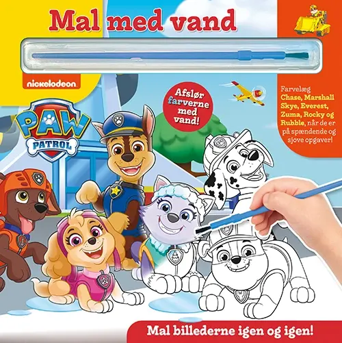 Mal med vand - Paw Patrol (bog med pensel - farvelæg igen og igen)