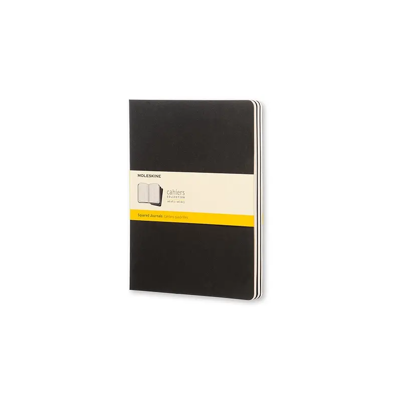 Notesbog Moleskine xl cahiers sort 3stk m/120 kvadrerede ark