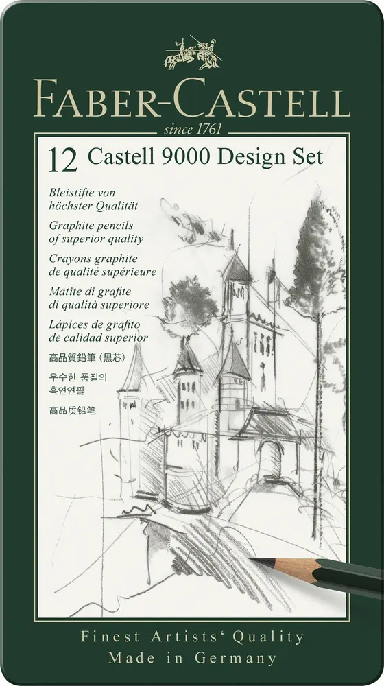 Blyant sæt pitt Faber-Castell 9000 5b-5h tin 12 ass